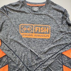 Under Armour Fish Hunter Icon LS Long Sleeve Shirt Fishing Grey Men 2XL XXL